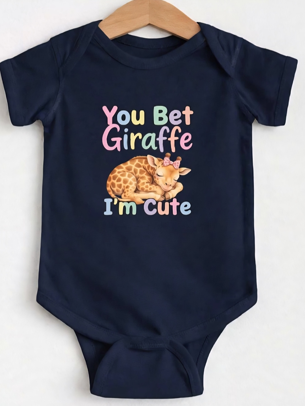 NWT Black You Bet Giraffe I'm Cute Baby Onesie | Giraffe Bodysuit | Baby Girl